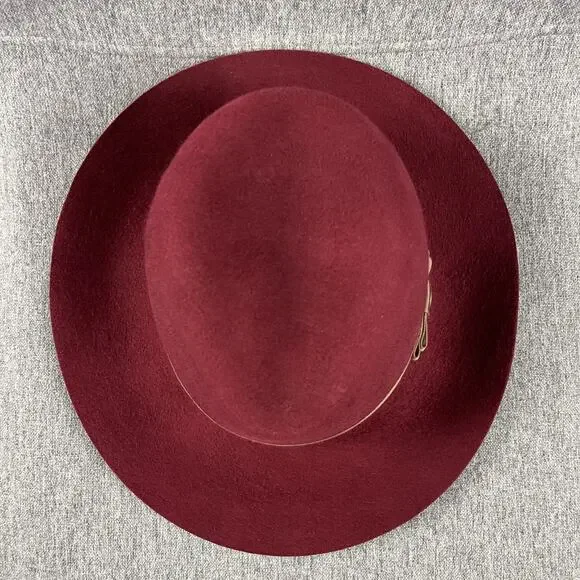 Goorin Bros Priscilla Lane Wool Fedora Hat Womens Medium Brick Red USA Made - Picture 8 of 13